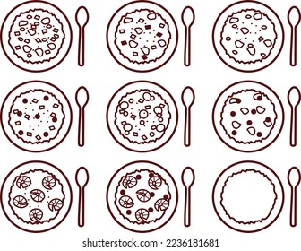 Illustration set of various pilaf