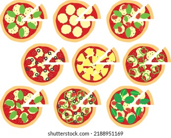 Ilustración de varias pizzas