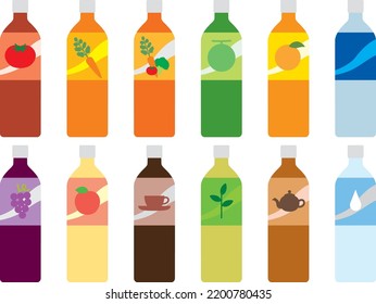 Illustration set of various plastic bottle drinks