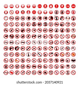 Illustration set of various prohibition signs