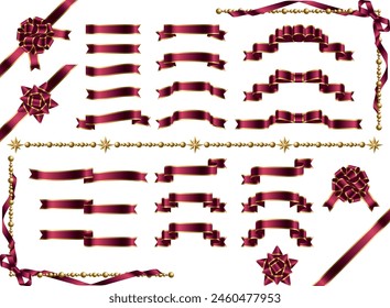 Illustration of a set of various ribbons