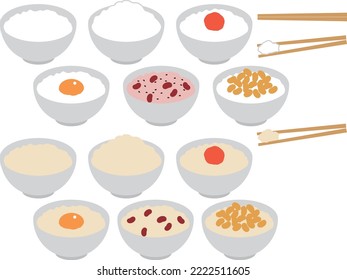 Conjunto de ilustraciones de varios arroces