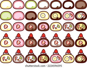 Illustrationsset für verschiedene Rollenkuchen