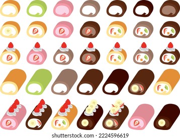 Conjunto de ilustraciones de varios pasteles de rollo