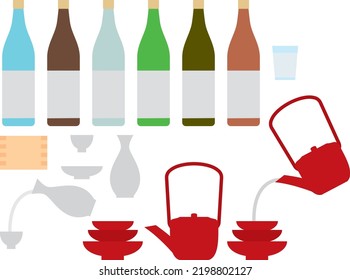 Conjunto de ilustraciones de varios sake
