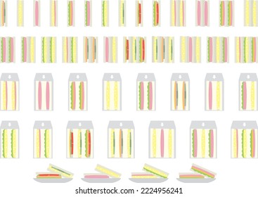 Illustration set of various sandwiches