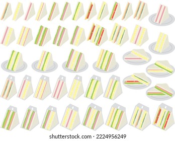 Illustration set of various sandwiches