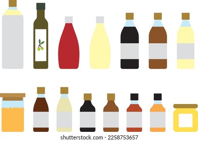 Illustration set of various seasonings