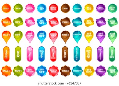 ilustración del conjunto de varios iconos de venta en el fondo aislado