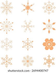 Illustrationssatz von verschiedenen Schneekristallen