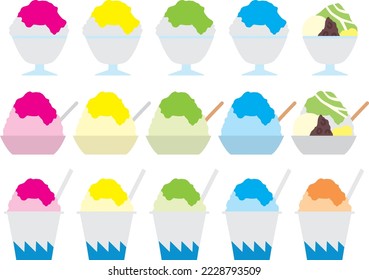 Illustration set of various shaved ice