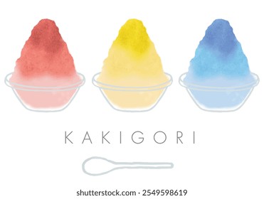 Illustration set of various shaved ice