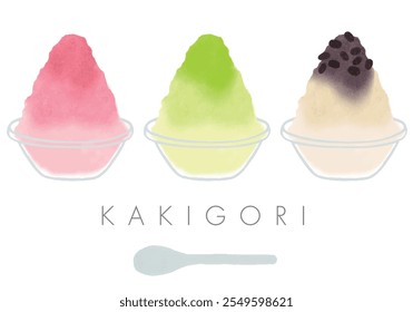 Illustration set of various shaved ice