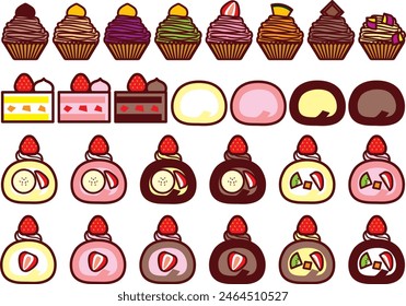 Illustration set of various shortcakes