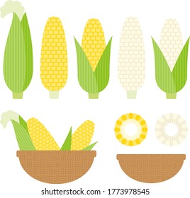 Illustration set of various simple corns