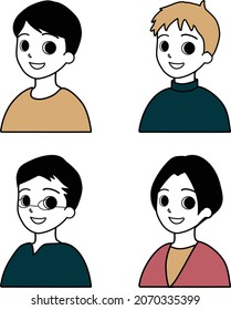 Illustration set of various smiling men