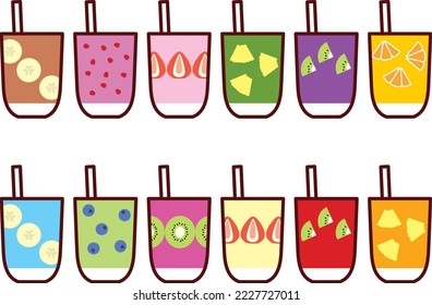 Illustration set of various smoothies