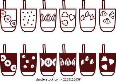 Illustration set of various smoothies