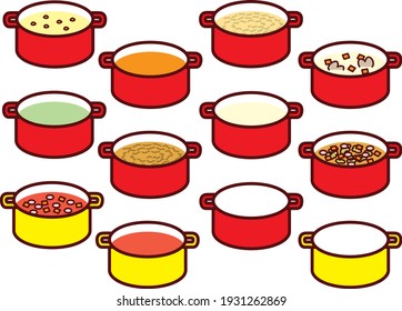 Conjunto de ilustraciones de varias sopas
