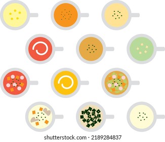 Illustration set of various soups