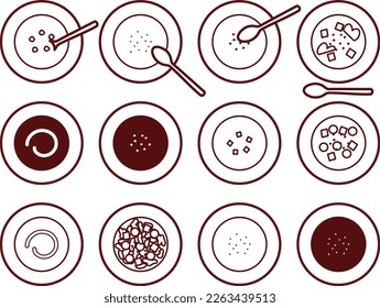Illustration set of various soups