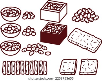 Illustration set of various soy products