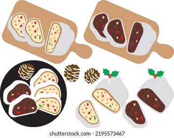 Illustration set of various Stollen