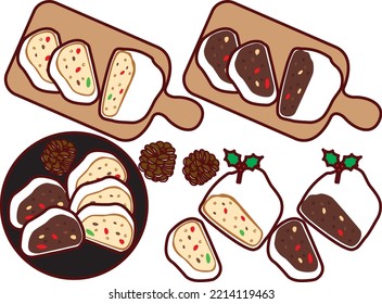 Illustration set of various Stollen