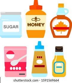 Illustration set of various 
sweeteners