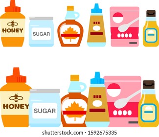 Illustration set of various  sweeteners