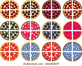 Illustration set of various tarts