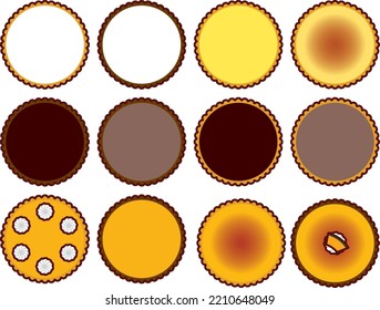 Illustration set of various tarts