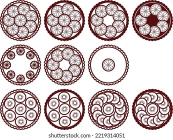 Illustration set of various tarts