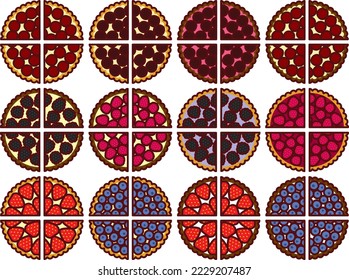 Illustration set of various tarts