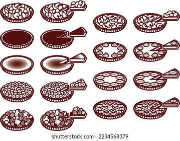 Illustration set of various tarts
