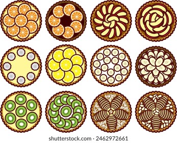 Illustration set of various tarts