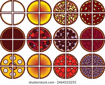 Illustration set of various tarts