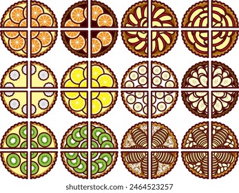 Illustration set of various tarts