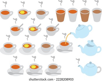 Illustration set of various tea