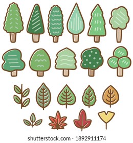 Conjunto de ilustraciones de varios árboles