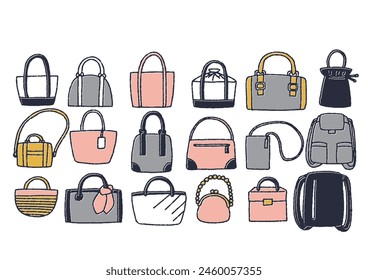 Illustration set of various types of bags
