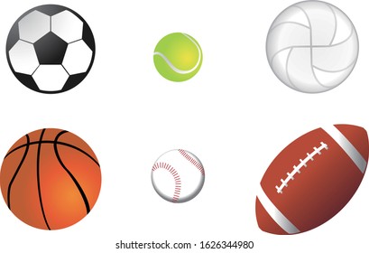 Illustration set of various types of balls