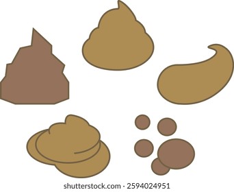 Illustration set of various types of poop