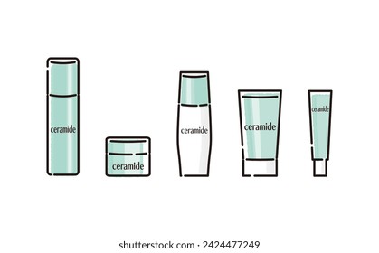 Conjunto de ilustración de varios tipos de cosméticos para el cuidado de la piel con ceramida