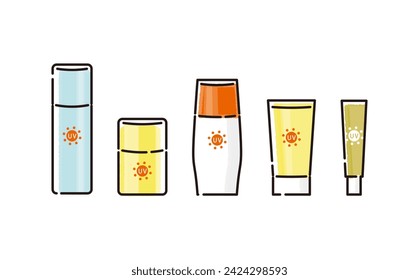 Illustrationsset für verschiedene Arten von Sonnenschutzmitteln