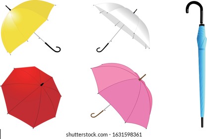 Illustration set of various types of umbrellas