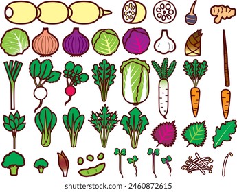 Illustration set of various vegetables