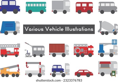 Illustration set of various vehicles