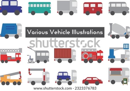 Illustration set of various vehicles