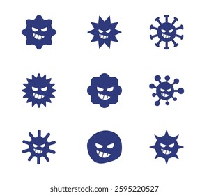 Illustration set of various viruses laughing vector